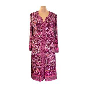 Susan Graver Printed Liquid Knit Split Neck Midi Dress, NWOT! Size 2X Petite